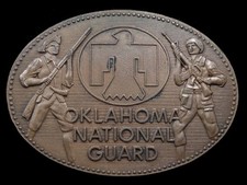 RK11125 VINTAGE 1970s  OKLAHOMA NATIONAL GUARD  MILITARY BELT BUCKLE