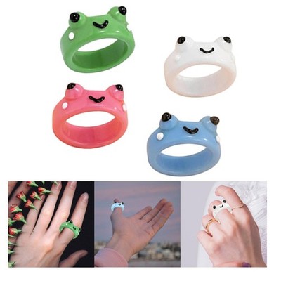 Frosch Ringe Set Grob Ringe Stapelbar Lustig Lächeln Gesicht Finger 7 Größe Y2K Anime