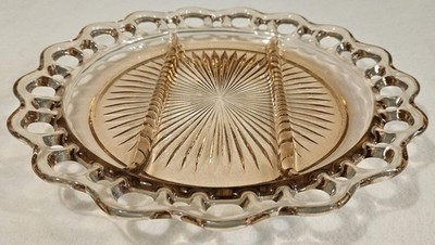 Vtg. Anchor Hocking Old Colony Laced Edge Divided Relish Plate 10.5''