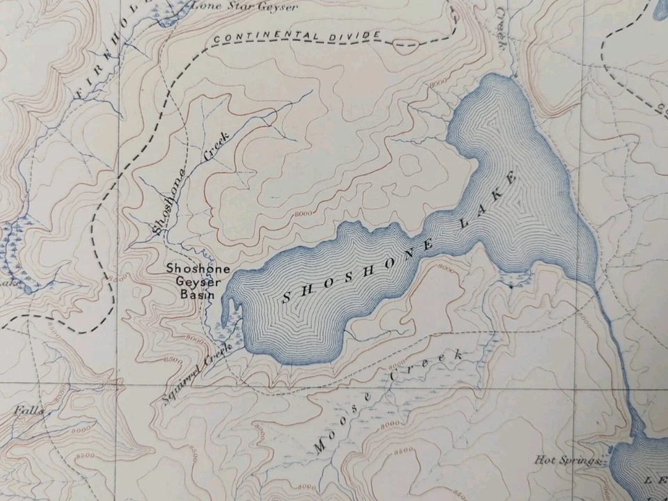 Vintage 1904 USGS Map YELLOWSTONE PARK WYOMING ~ Old Antique Original SHOSHONE - Image 2 of 4