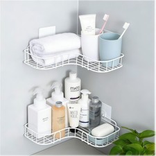 2PCS Organiser Storage Rack Corner Shower Caddy Self Adhesive Bathroom Shelf UK