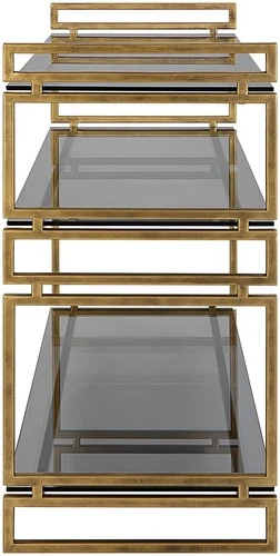 Uttermost 22973 Stacked Up 40"W Glass and Iron Accent Table - Antiquated Gold / - Picture 2 of 5