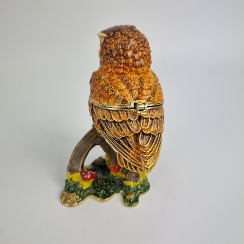 Ciel Eule & Pilz Schmuckschatulle emailliert mit Juwelen magnetischer Klappdeckel 3,5" Höhe - Bild 6 von 8