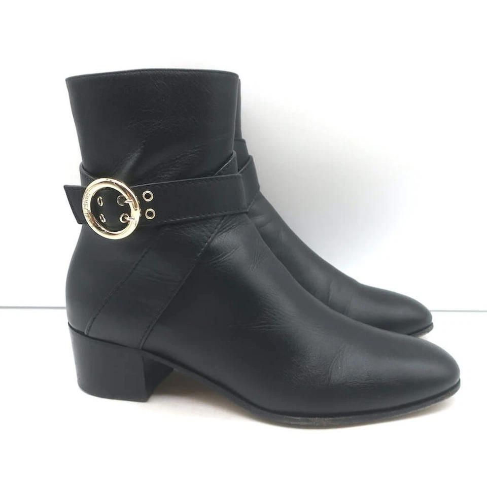Jimmy Choo Blanka Wraparound-Buckle Ankle Boots Black Leather Size 38.5 - Image 2 of 4