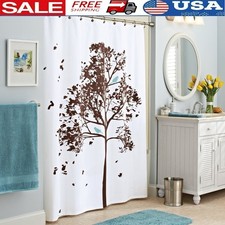 Farley Tree Fabric Shower Curtain Nature Design W/ Birds Washable Bathroom Decor