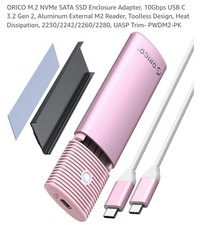 ORICO M.2 NVMe SATA SSD Enclosure Adapter, 10Gbps USB C 3.2 Gen 2, Aluminum...