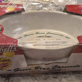 Campbell's Green Bean Casserole Oval Ceramic Casserole Dish White/Red/Green