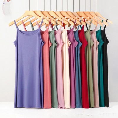 Damen Kleid Rutscht Unterkleid Riemchen Spaghetti Unterrock Nachthemd Negligé