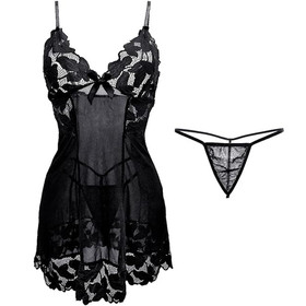 Women's Sexy-Lingerie Babydoll G-string Sleepwear Underwear Lace Dress Nightwear