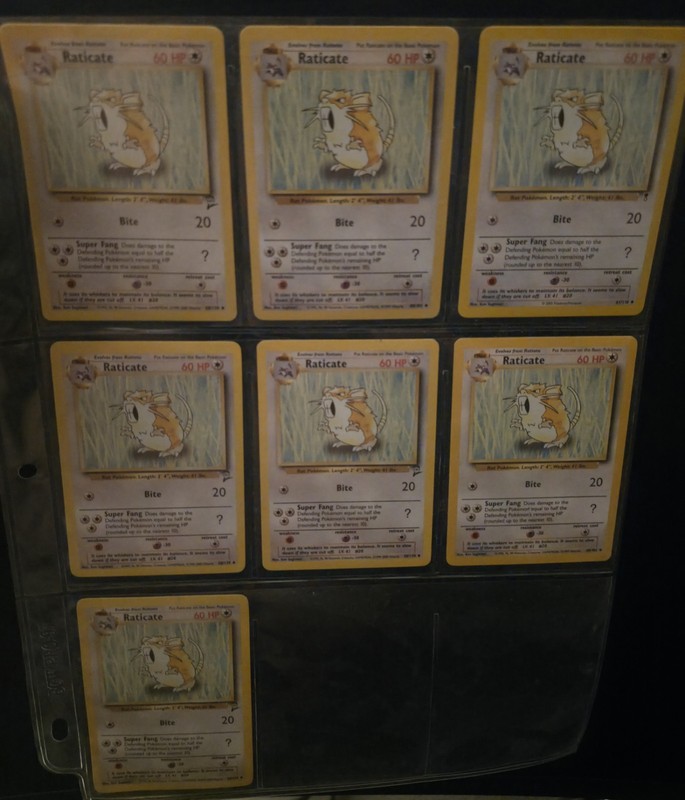 Pokemon TCG Base Set Raticate 40/102 - Lot of 7 English Regular Cards