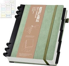 Yoment Refillable Leather Journal, 224 Pages, 5 Dividers, Hardcover, Green