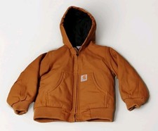 Carhartt Canvas Full Zip Jacket Hooded Quilt Lined Youth Size XXS 4-5