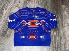 Polo Ralph Lauren Men's Blue Southwestern Sportsman Wool Pullover Sweater L $498