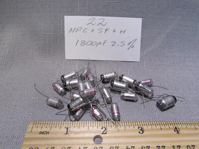 22 Pieces -- Polystyrene Capacitor NPC + SF + H  1800pF 125V 2.5% NOS