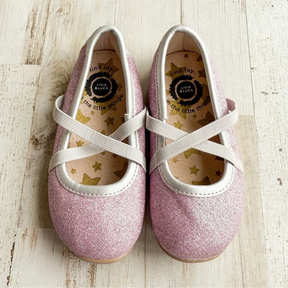 LIVIE & LUCA Aurora Rosa Brillo Brillo Ballet Zapatos Planos Niñas Pequeñas Talla 6 Foto 2 de 4