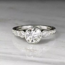 2Ct Round Cut Lab Created Diamond Engagement Ring 14K White Gold Plated