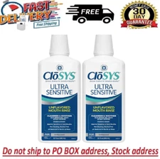 2pack CloSYS Ultra Sensitive Mouthwash, Unflavored, Alcohol Free, Dye Free, 32oz