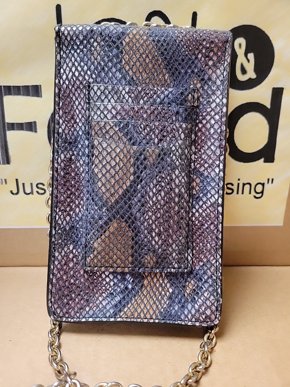 Calvin Klein Women's Snap Lock Chain Phone Small Crossbody RN54163 Card