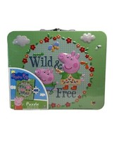 Peppa Pig "Wild  Free" Embossed Tin Lunch Box 48pcsPuzzle Inside Free Shipping 