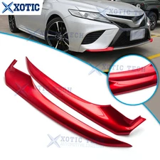 For Toyota Camry 2018-2020 Glossy Red Front Bumper Lip Corner Strip Cover Trim