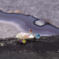 Biwa Perle Ring, 925er Silber, Edelsteinring ...