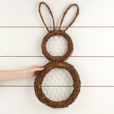 Factory Direct Craft 26" Natural Grapevine and Chicken Wire Bunny Wreath