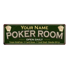 Personalized Poker Room Sign Metal Custom Wall Decor 106180102001