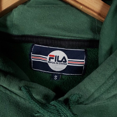 Sudadera con capucha Fila para mujer pequeña negra verde grande logotipo deletreado jersey ropa de calle - Imagen 4 de 12