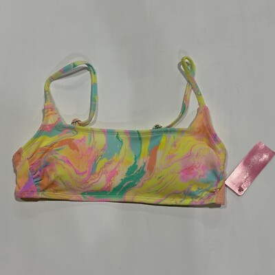 Juniors' Ribbed Bralette Bikini Top - Xhilaration Marble Print S (0-2)