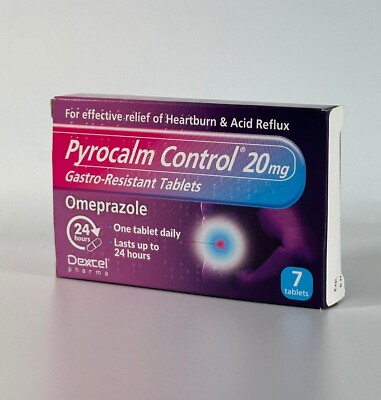 Pyrocalm Control Gasro-Resistant 20mg Tablets - Omeprazole - 7 Tablets ...