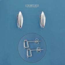 2 Sterling Silver Marquise Pinch Bail Stud Post Earrings w/ Clutches 33554