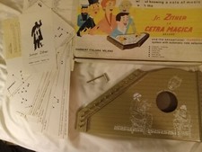 Vintage Jr. Zither La Cetra Magica w/tuning fork, 9 sheets inst manual excellent