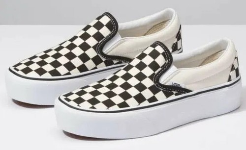 VANS CLASSIC SLIP-ON PLATFORM CHECKERBOARD BLACK / WHITE VN00018EBWW | eBay
