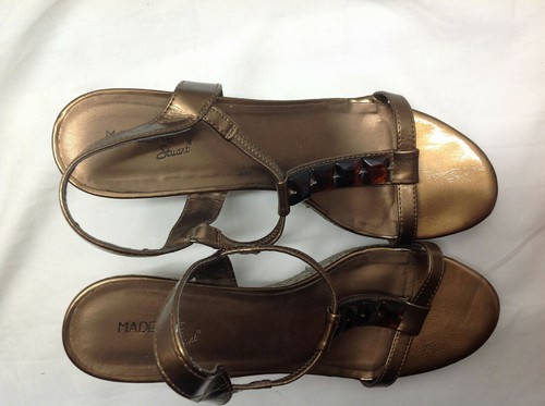 Madeline Stuart Bronze Woven Wedge Shoes Heels Clogs Women's Size 11M - Picture 4 of 9