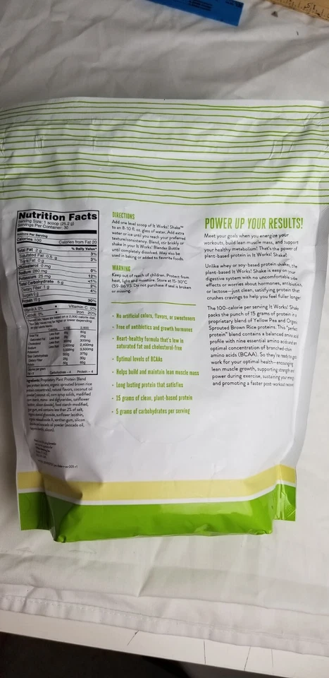 Batido de proteínas de reemplazo de comidas IT WORKS cremosa vainilla 26,7 OZ a base de plantas NUEVO Foto 2 de 4