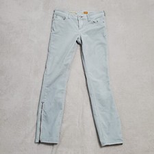 Pilcro and the Letterpress Stet Pants Women 26 Light Blue Corduroy Ankle Zippers