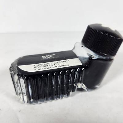 Vtg Mont Blanc Montblanc Glass Boot Inkwell Bottle 75% Full Black