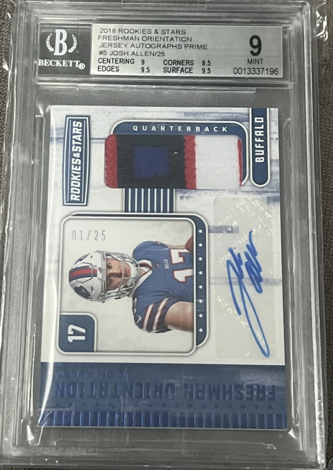 Josh Allen Panini Rookies & Stars Freshman Orientation Autograph Relic #FOJA Prime