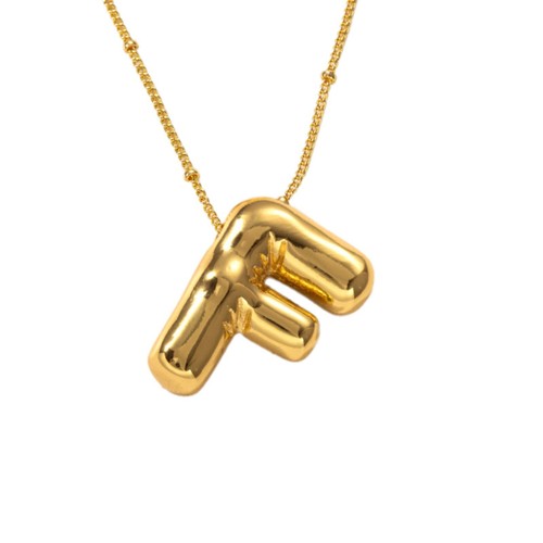 Bubble Letter Necklace Gold Plated With Bead Chain Dainty Jewelry Gift For Women - Picture 40 of 99