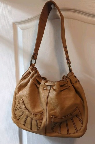 LUCKY BRAND LEATHER TAN LARGE HOBO SHOULDER HANDBAG PURSE - Picture 7 of 11