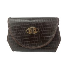 Vintage Faux Crocodile Pattern Leather Purse Unfinished Handmade 1960  s