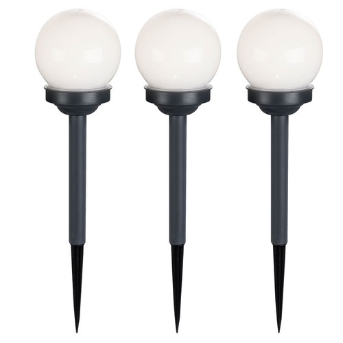 3er Set LED Außen Solar Leuchten Kugel Design Garten Veranda Steck Strahler - Bild 2 von 12