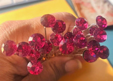 CraftbuddyUS 20 CERISE 8mm Glass Crystal Rhinestone Diamante Wedding Bridal Pin