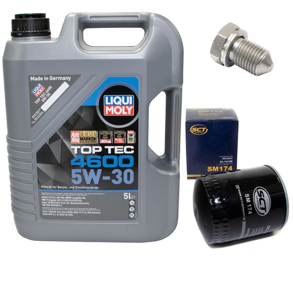 MotoröL Set 5W-30 5 Liter + ÖLfilter SM 174 + Schraube FüR Audi Skoda VW Passat-image