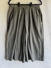 Eileen Fisher Wide Leg Cropped Pull On Pleated Elastic Waist Pants Gray Medium