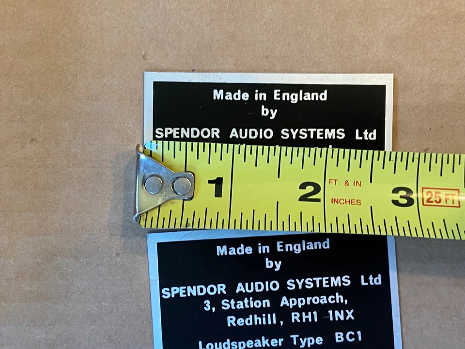 Par de Insignias Traseras Spendor BC1 Juego Muy Temprano BC-1 Foil Cals Serie # 1295 1296 Foto 3 de 4