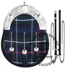Mackenzie Tartan Kilt Sporran - 100 Genuine Leather Sporran Bag Chain strap