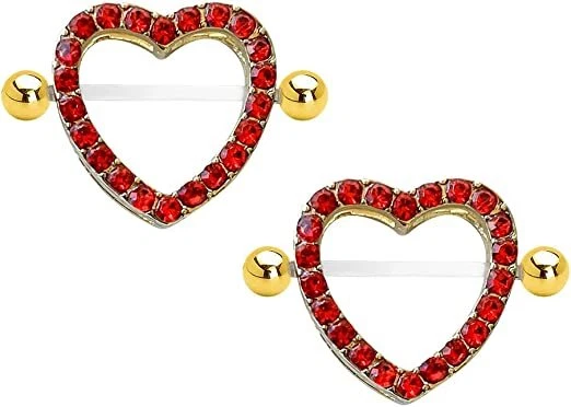 Red Heart Nipple Ring Shield Piercing Jewelry Barbell 2 