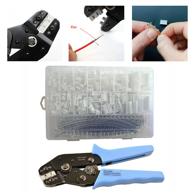 900pcs 2.54mm JST-XH 2-10 Pin Head Connector Kits Crimping Tool w/ Crimper PlidR
