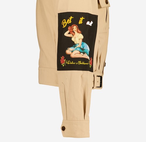 DOLCE GABBANA Mens Jacket Beige Bet it all short belted logo IT 50 L Large BNWT - Picture 3 of 24